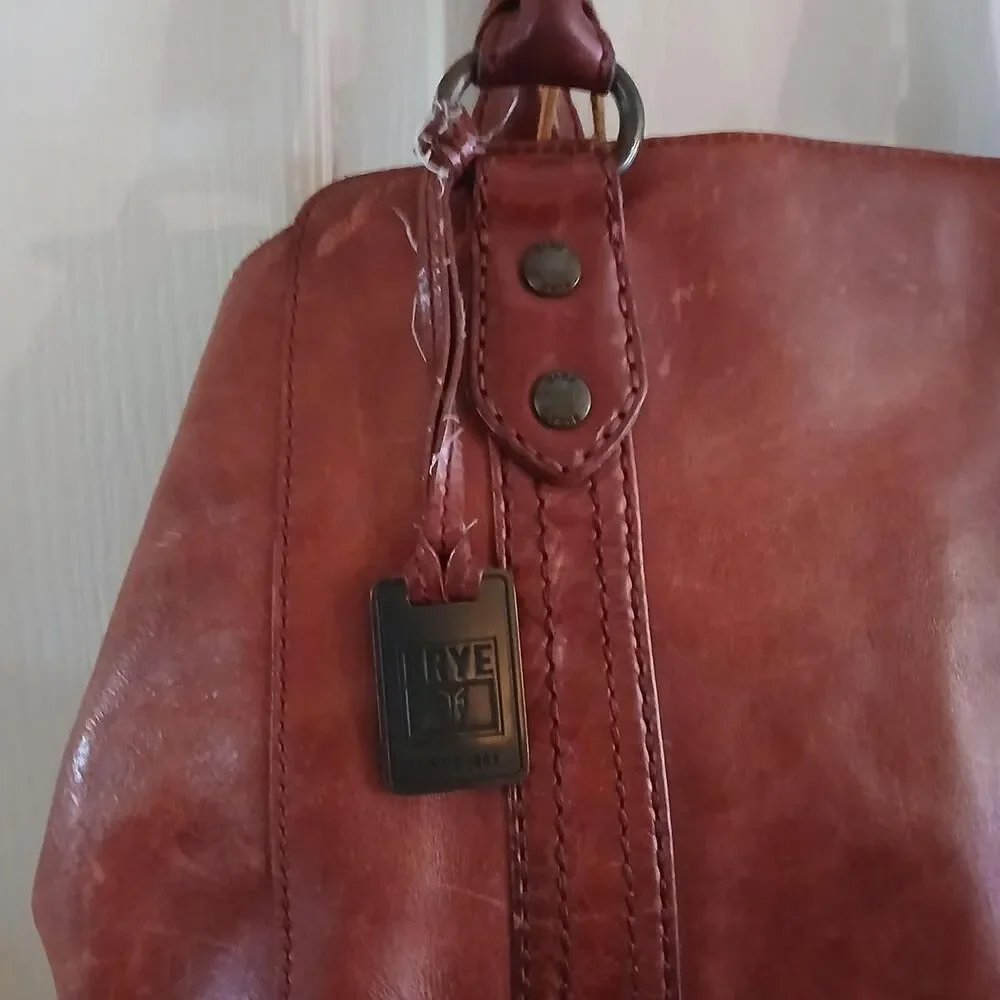 FRYE Burgundy Red Distressed Leather Melissa Hobo Satchel Handbag Boho Western